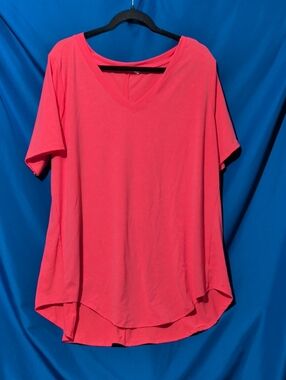 Zenana 3X Outfitters V-Neck Short Sleeve Top in Coral Pink